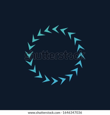 Counter Clockwise arrows in Circle, shows the motion. Stock Vector illustration isolated on blue background.