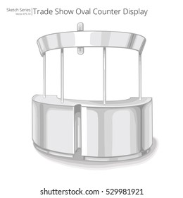 Counter Display. Illustration Sketch of Trade Exhibition Show Counter. 