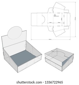 Counter display stand and Die-cut Pattern. The .eps file is full scale and fully functional. Prepared for real cardboard production.