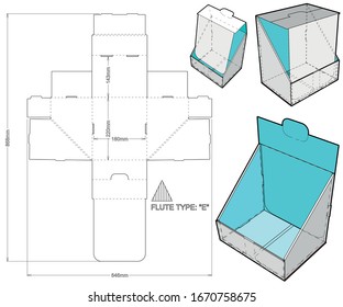 Counter display stand and Die-cut Pattern. The .eps file is full scale and fully functional. Prepared for real cardboard production.