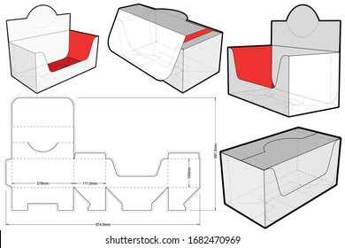 Counter display stand and Die-cut Pattern. The .eps file is full scale and fully functional. Prepared for real cardboard production.