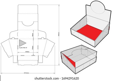 Counter display stand and Die-cut Pattern. The .eps file is full scale and fully functional. Prepared for real cardboard production.