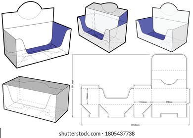 Counter display stand and Die-cut Pattern. The .eps file is full scale and fully functional. Prepared for real cardboard production.