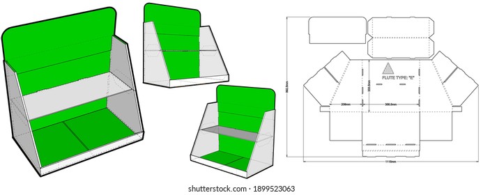 Soporte de visualización de contadores y Patrón de corte de errores.El archivo .eps es de escala completa y totalmente funcional. Preparado para la producción real de cartón.