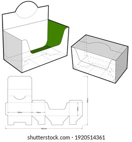 Counter display stand and Die-cut Pattern. The .eps file is full scale and fully functional. Prepared for real cardboard production. The .eps file is full scale and fully functional.