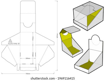 Counter display stand and Die-cut Pattern. The .eps file is full scale and fully functional. Prepared for real cardboard production. 