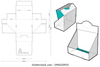 Counter display stand and Die-cut Pattern. The .eps file is full scale and fully functional. Prepared for real cardboard production.