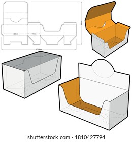 Counter display stand (Internal measurement 22x11x10 cm)  and Die-cut Pattern. The .eps file is full scale and fully functional. Prepared for real cardboard production.