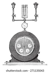 Counter experiences with test ramp and counter seconds, vintage engraved illustration. Industrial encyclopedia E.-O. Lami - 1875. 