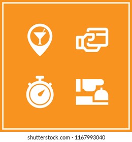 counter icon. 4 counter vector set. pay, bar pin, reception and chronometer icons for web and design about counter theme