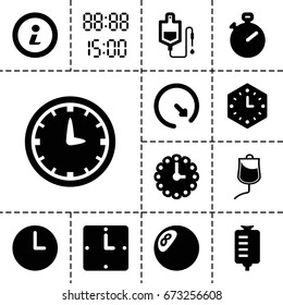 Counter icon. set of 13 filled countericons such as drop counter, info, wall clock, digital time, clock