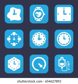 Counter icon. set of 9 filled counter icons such as drop counter, heartbeat watch