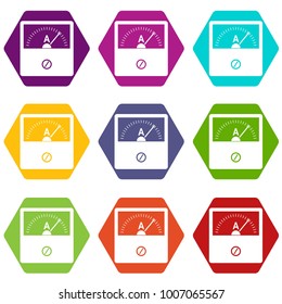 Counter icon set many color hexahedron isolated on white vector illustration