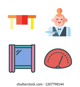 counter icon set. vector set about waitress, speedometer, window and table icons set.