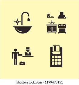counter icon. counter vector icons set kitchen, check in hotel, pos terminal and sink