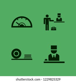 counter icon. counter vector icons set speedometer, check in hotel, hotel reception and plates shelf