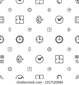 counter icons pattern seamless white background. Included editable outline heartbeat watch, wall clock, drop counter, digital time, clock icons. counter icons for web and mobile.