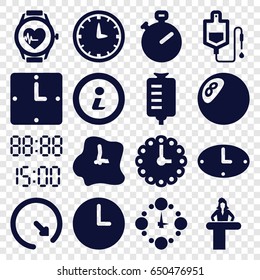 Counter icons set. set of 16 counter filled icons such as airport desk, drop counter, heartbeat watch, info, wall clock, digital time, clock