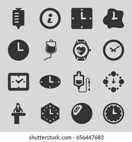 Counter icons set. set of 16 counter filled icons such as airport desk, drop counter, heartbeat watch, info, wall clock