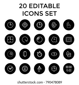 Counter icons. set of 20 editable outline counter icons such as airport desk, stopwatch, clock, heartbeat watch, info. best quality counter elements in trendy style.