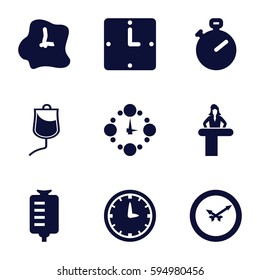 counter icons set. Set of 9 counter filled icons such as airport desk, drop counter, wall clock