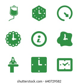 Counter icons set. set of 9 counter filled icons such as airport desk, drop counter, info, wall clock