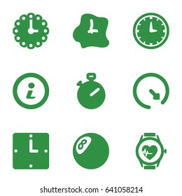 Counter icons set. set of 9 counter filled icons such as heartbeat watch, info, wall clock, clock