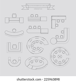 Counter Information Outline Furniture Icon, Top View For Interior Plan