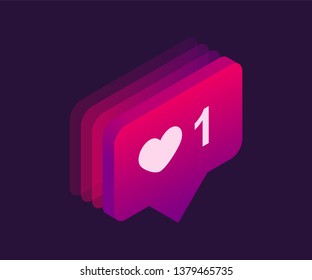 Counter Notification, Like isometric icon. Vector 3D illustration.