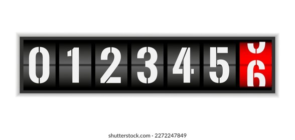 Counter with numbers, odometer vector design isolated on white background. Numerical counter display for web design.