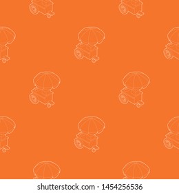 Counter on wheels with umbrella pattern vector orange for any web design best