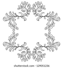 counter pattern frame floral branch, isolated on white background vector