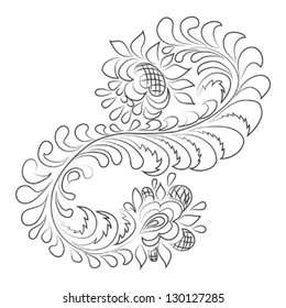 Coloring Page Vintage Flowers Black White Stock Vector (Royalty Free ...