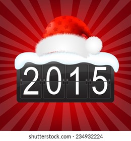 Counter With Santa Hat Cap With Gradient Mesh, Vector Illustration