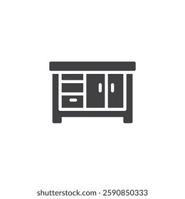 A counter with storage below vector icon. filled flat sign for mobile concept and web design. Kitchen Island glyph icon. Symbol, logo illustration. Vector graphics