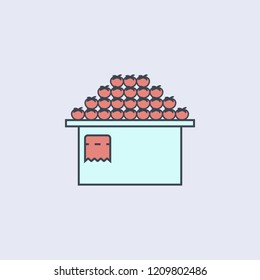 counter with tomatoes colored outline icon. One of the collection icons for websites, web design, mobile app