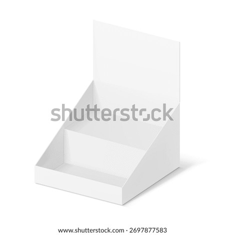 Counter top display box mockup. Vector illustration isolated on white background. Ready for your design. EPS10.