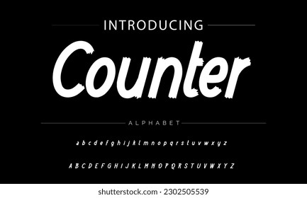 Tipo de letra, alfabeto, tipo de letra del estilo del pincel vector del contador