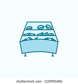 counter with vegetables 2 colored line icon. Simple colored element illustration. counter with vegetables outline symbol design from shopping mall set