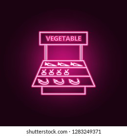 counter with vegetables outline icon. Elements of Mall Shopping center in neon style icons. Simple icon for websites, web design, mobile app, info graphics