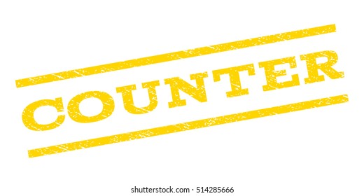 Counter watermark stamp. Text caption between parallel lines with grunge design style. Rubber seal stamp with unclean texture. Vector yellow color ink imprint on a white background.