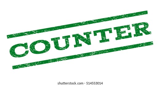 Counter watermark stamp. Text tag between parallel lines with grunge design style. Rubber seal stamp with scratched texture. Vector green color ink imprint on a white background.