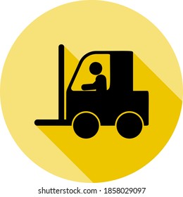 counterbalanced forklift truck icon in long shadow style