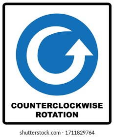 Icono de flecha de rotación en sentido contrario a las agujas del reloj. Símbolo azul obligatorio. Ilustración vectorial aislada en blanco. Pictograma blanco simple. Cartel de servicio.