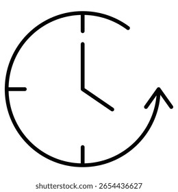 ícone de rotação anti-horário vetor de sinal plano de contorno preto e branco