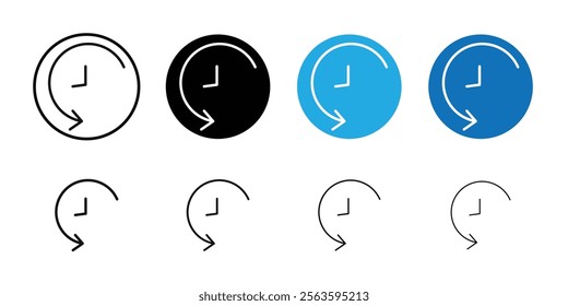 counterclockwise rotation icon Flat outline fill set collection