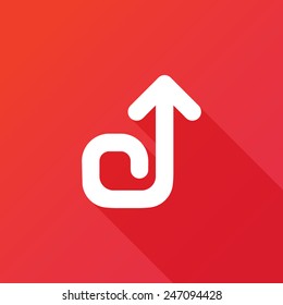 Up counterclockwise straight arrow spiral icon. Modern design flat style icon with long shadow effect