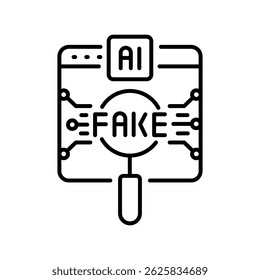 Counterfeit detection black line icon for digital and print projects.  Minimal clean icons for apps and websites. Modern simple icons for UI UX and branding