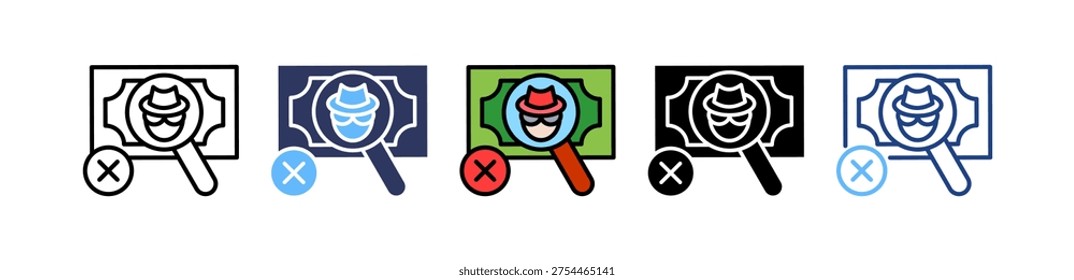 Counterfeit Money Icon multiple Vector Illustration