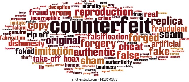 Counterfeit word cloud concept. Collage made of words about counterfeit. Vector illustration
